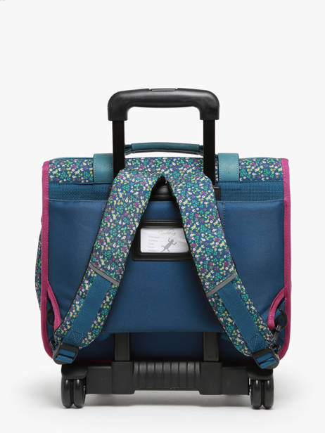 Cartable à Roulettes Enfant 2 Compartiments Cameleon Bleu vintage fantasy CR38 vue secondaire 4