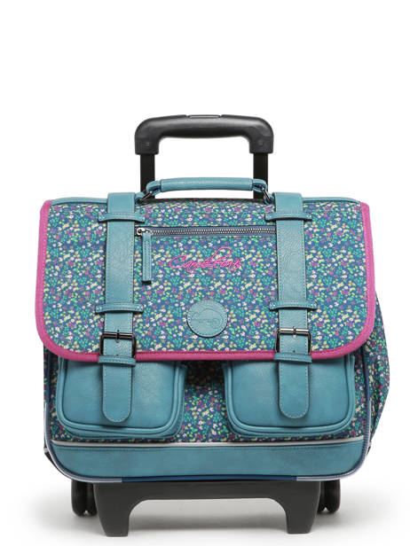 Cartable à Roulettes Enfant 2 Compartiments Cameleon Bleu vintage fantasy CR38 vue secondaire 7