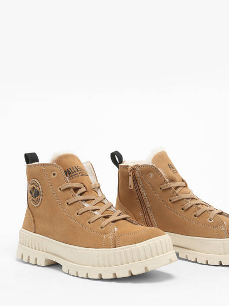 Bottines Pallashock Zip En Cuir Palladium Marron women 74353252 vue secondaire 2