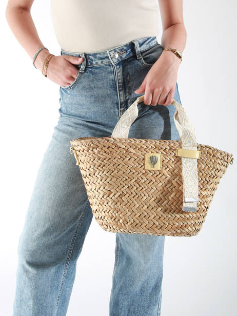 Cabas Estival Paille Le voyage en panier Beige estival PM848 vue secondaire 1
