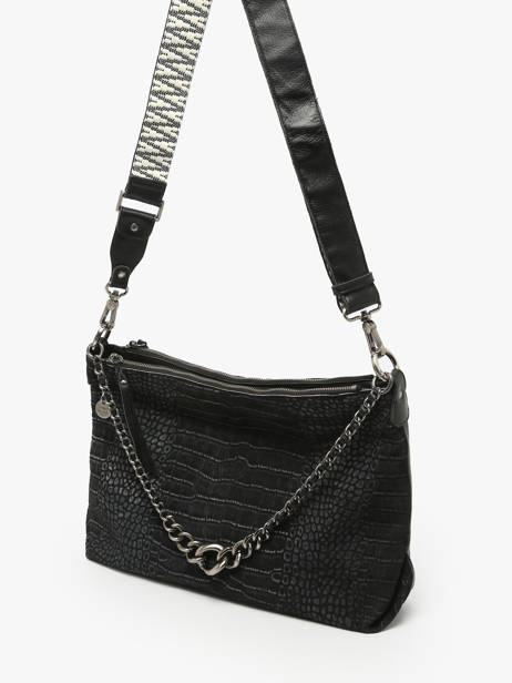 Sac Bandoulière Vintage Cuir Mila louise Noir vintage 3822KRC vue secondaire 2