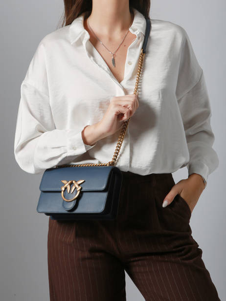 Sac Bandoulière Love Bag Icon Cuir Pinko Bleu love bag icon A0F1 vue secondaire 1