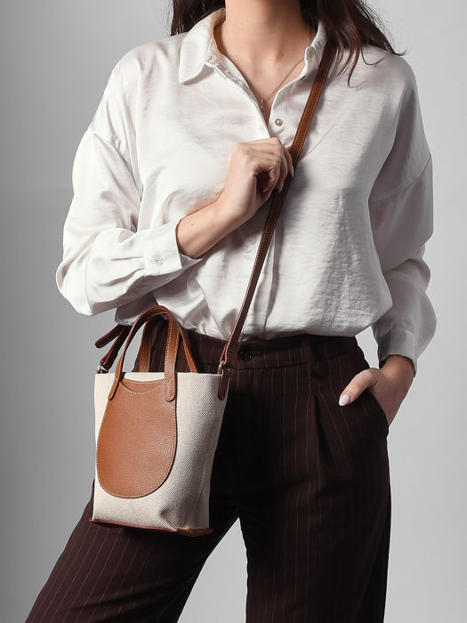 Longchamp Le foulonné toile Sacs porté travers Marron