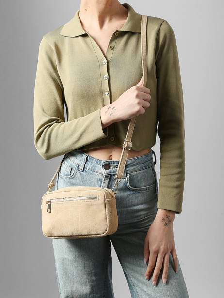 Shoulder Bag Velvet Leather Milano Beige velvet VE25115 other view 1